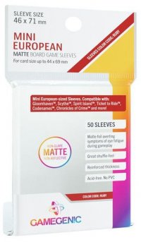 Gamegenic : Sachet 50 sleeves Matte Mini European Ruby (46 x 71 mm)